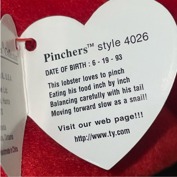 Ty Beanie Baby Pinchers PVC Pellets Rare - Picture 8 of 14
